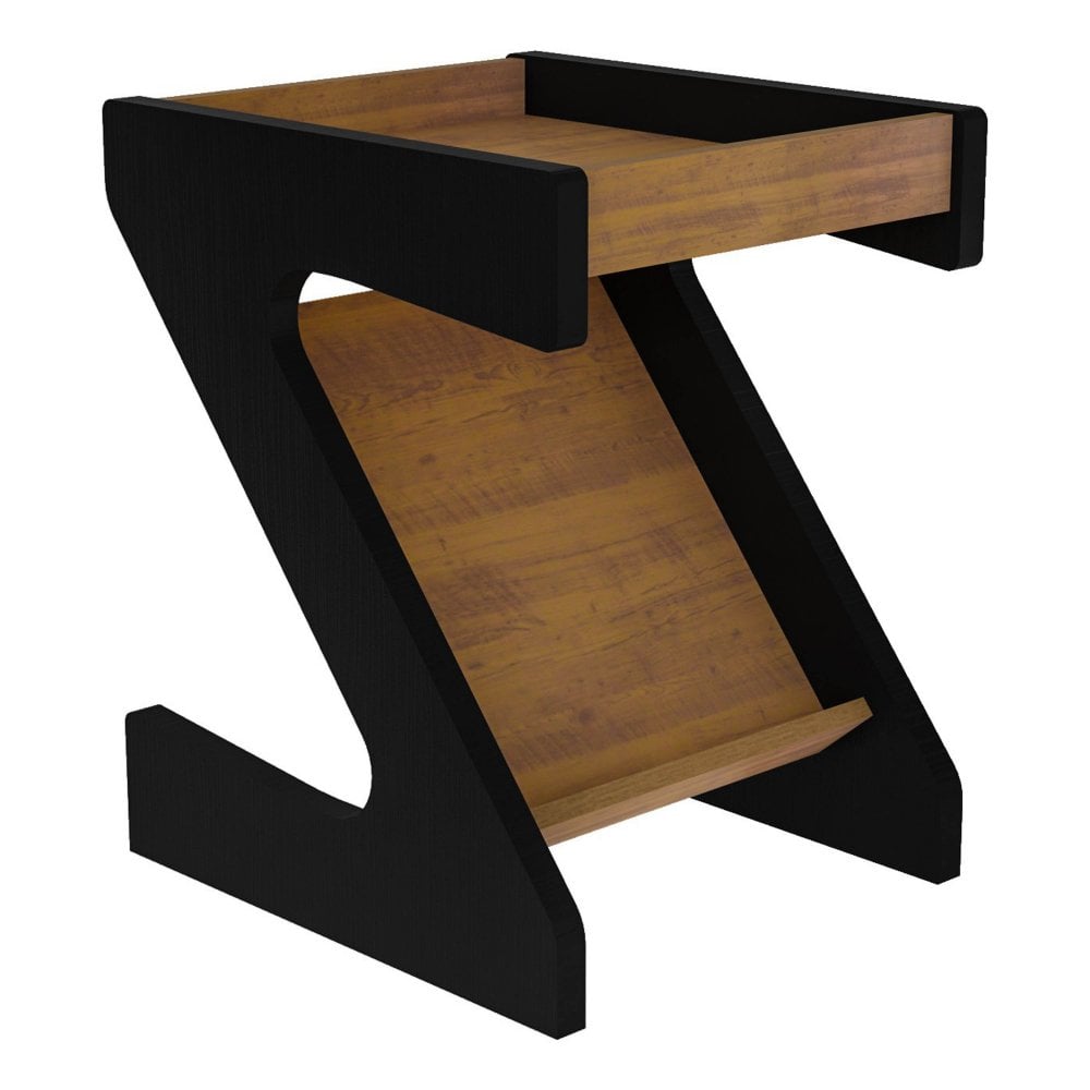 Naples Z Side Table in Black/Pine Effect