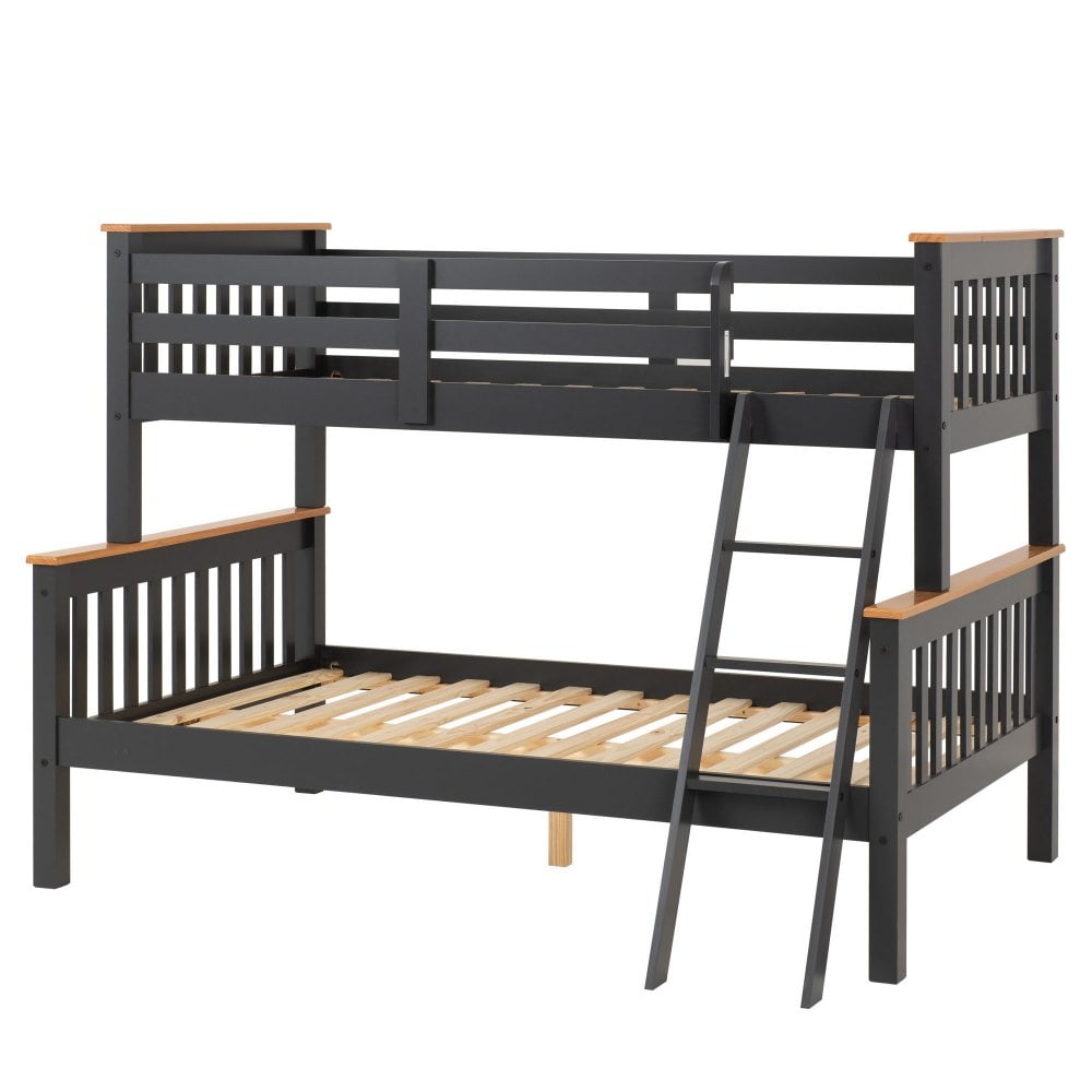 Neptune Wooden Triple Sleeper - Dark Grey / Oak