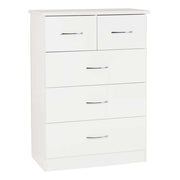 Nevada 3+2 Drawer Chest in White Gloss