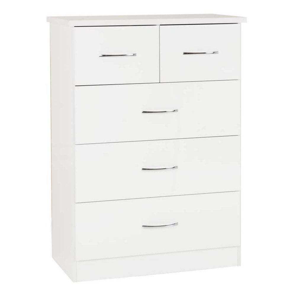 Nevada 3+2 Drawer Chest in White Gloss