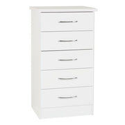 Nevada 5 Drawer Narrow Chest in White Gloss