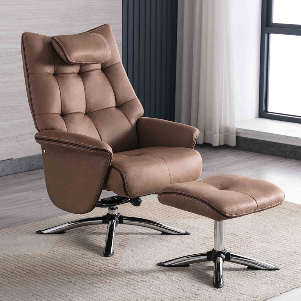 Orson Recliner Chair and Ottoman - Chestnut