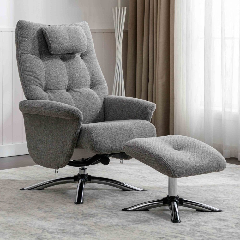 Orson Recliner Chair and Ottoman - Herbert Grey
