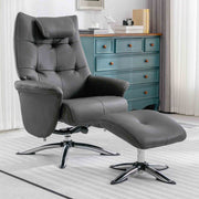 Orson Recliner Chair and Stool - Leroy Grey