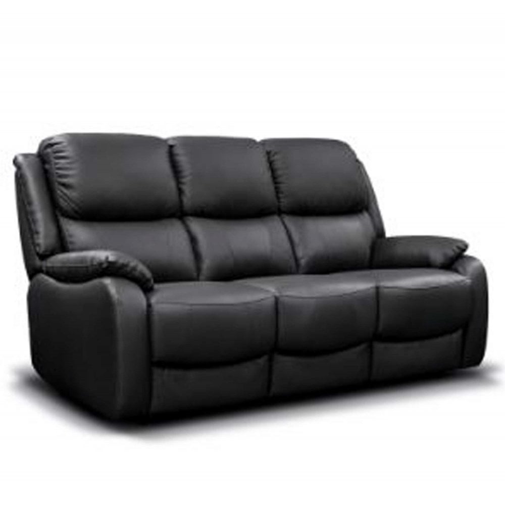 Parker Half Leather 3 Seater Fixed - Black