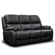 Parker Half Leather 3 Seater Fixed - Black