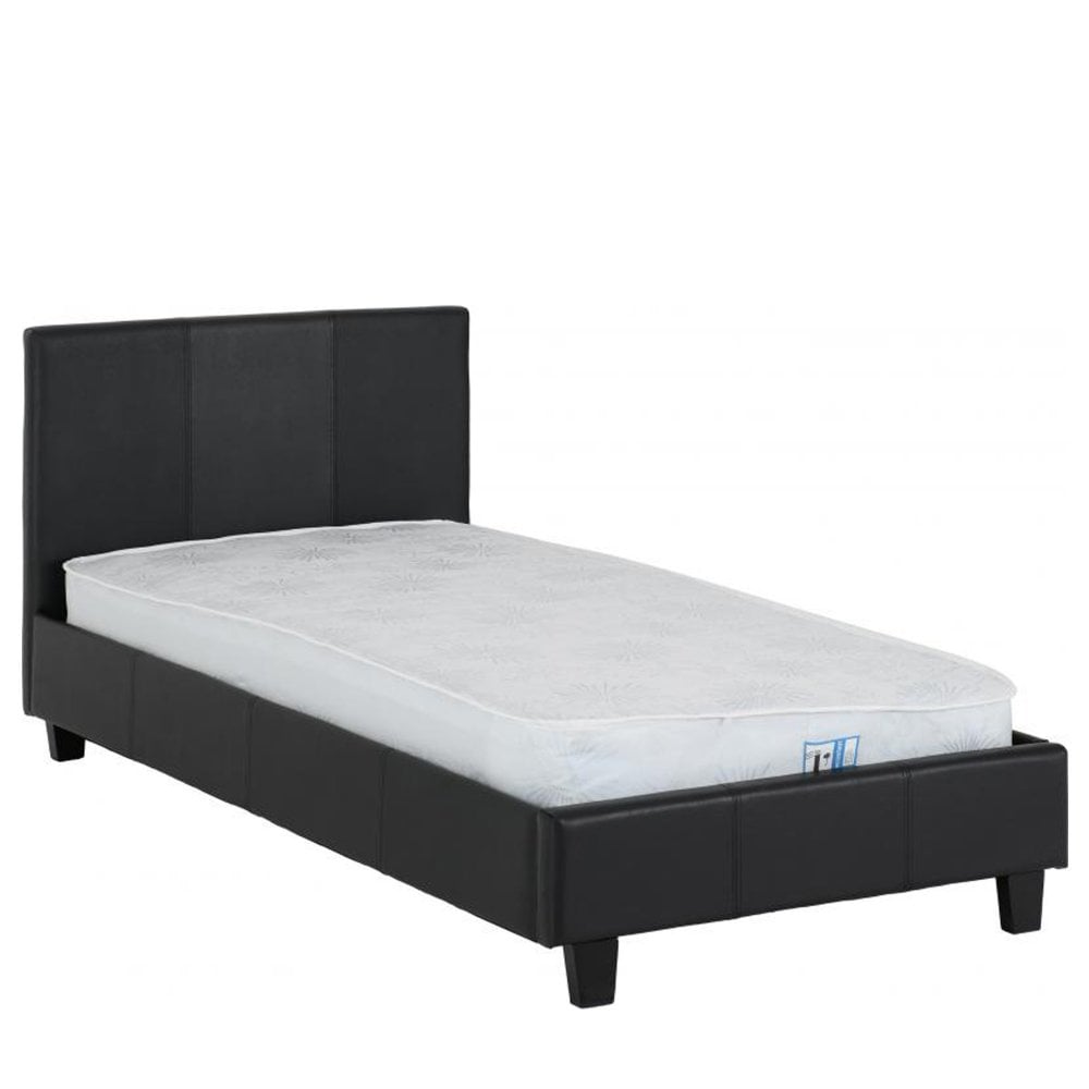 Prado 3ft Single Bed in Black Faux Leather