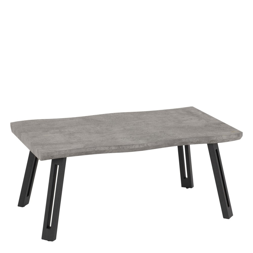 Quebec Wave Edge Coffee Table in Concrete Effect/Black