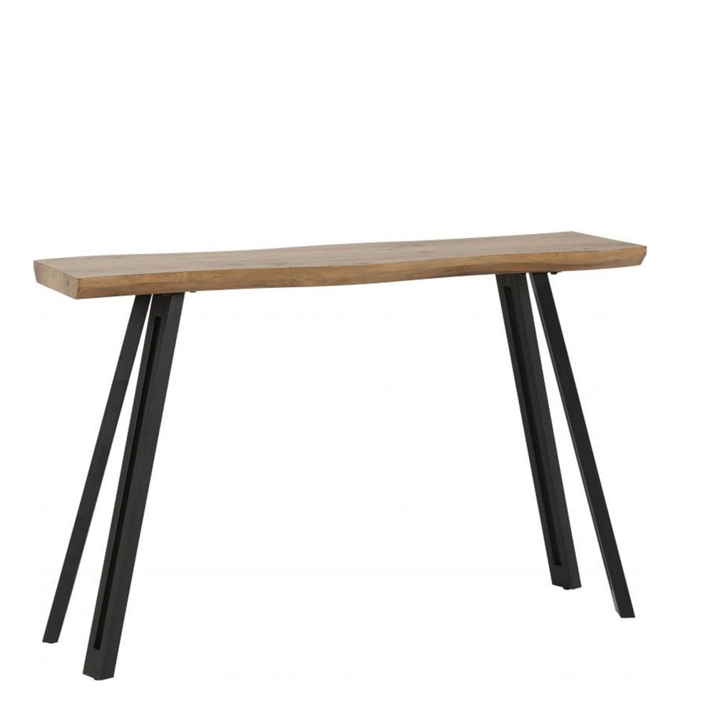 Quebec Wave Edge Console Table in Medium Oak Effect/Black