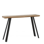 Quebec Wave Edge Console Table in Medium Oak Effect/Black
