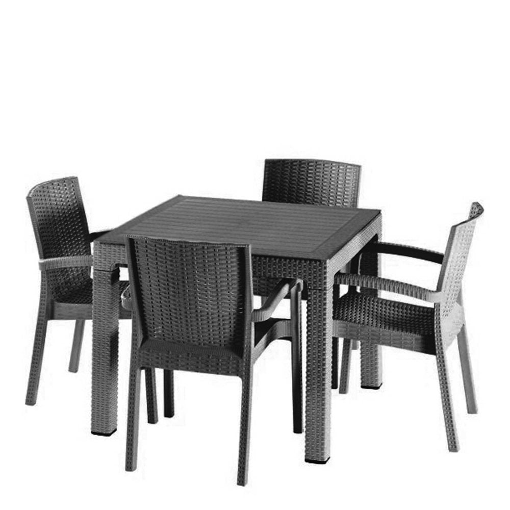 Rattan Style 4 Seat Garden Set in Anthracite (90x90cm)