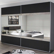 Penzberg Sliding Wardrobe - Metallic Grey and Stone (181cm)