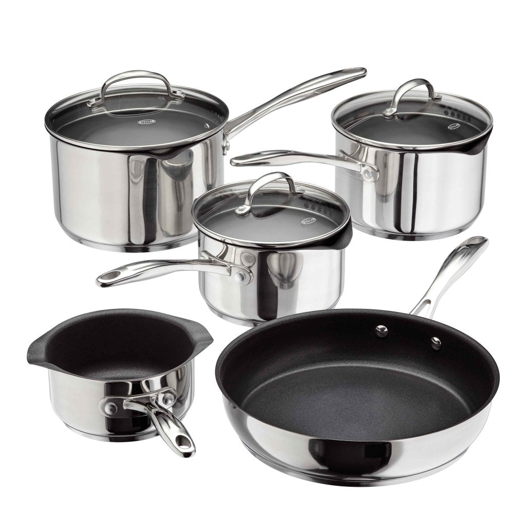 Stellar Profile Non-Stick 5 Piece Draining Saucepan Set