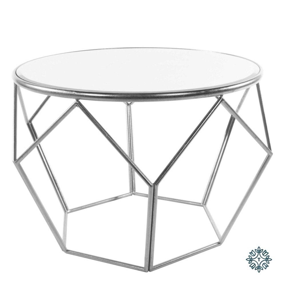Geometric End Table Mirrored (Silver)