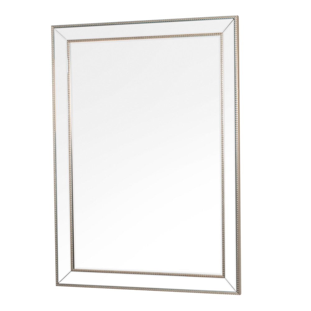 Natalie Beaded Rectangular Mirror Silver