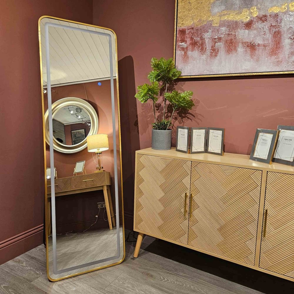 Tara Lane Modena LED Cheval Mirror 160 x 50cm - Gold