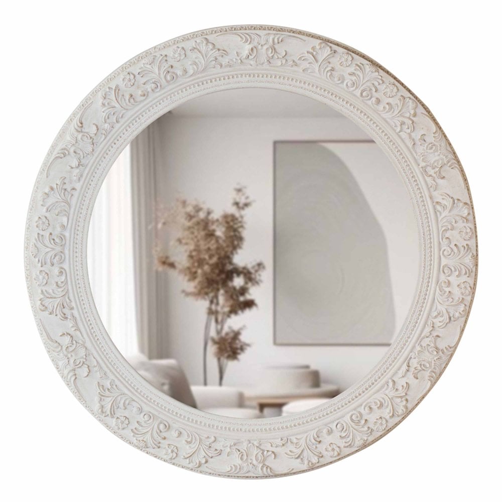 Tara Lane Yvette Round Mirror 90cm - Cream