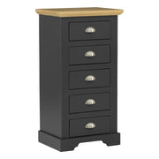 Toledo 5 Drawer Narrow Chest in Grey/Oak Effect
