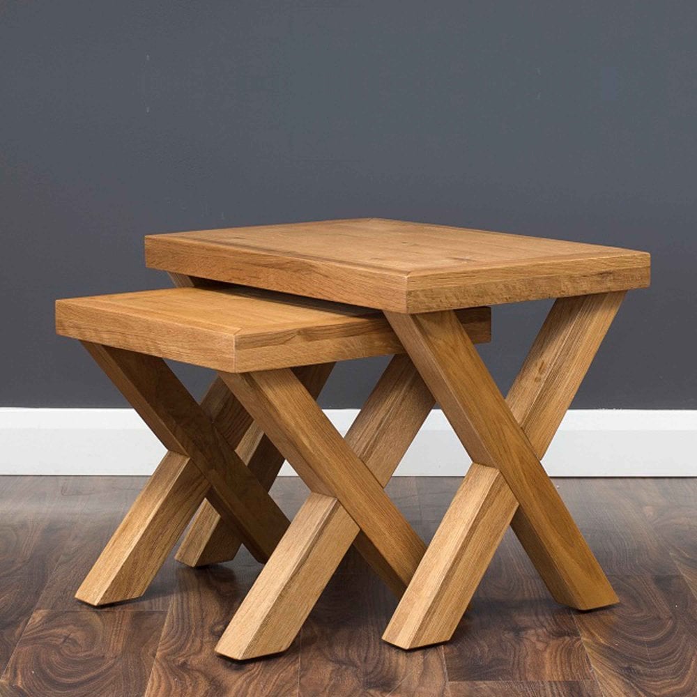 X Range Oak Nest of Tables