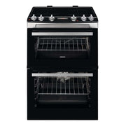 Zanussi ZCI66288XA 60cm Electric Double Oven with Induction Hob -  Black and Stainless Steel