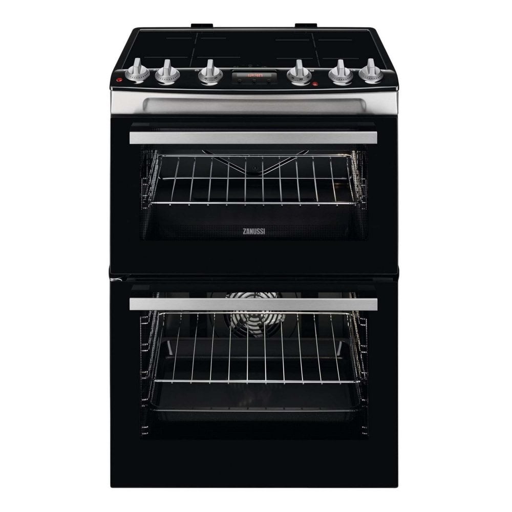 Zanussi ZCI66288XA 60cm Electric Double Oven with Induction Hob -  Black and Stainless Steel