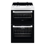 Zanussi ZCV46050WA Freestanding 55cm Ceramic Hob Double Oven Cooker in White